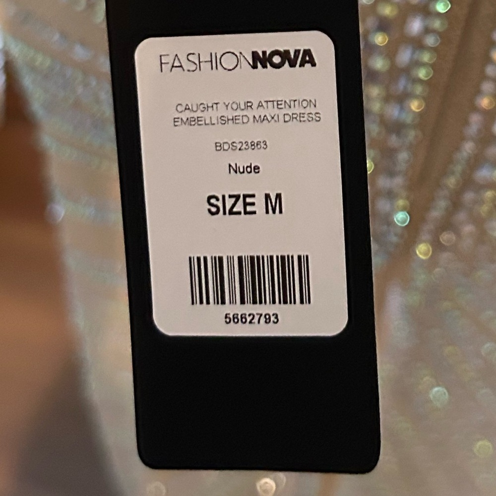 Fashion Nova Luxe Caught Your Attention Embellished Maxi Dress-Nude-Size M NWT🤎🔥 - Picture 8 of 10